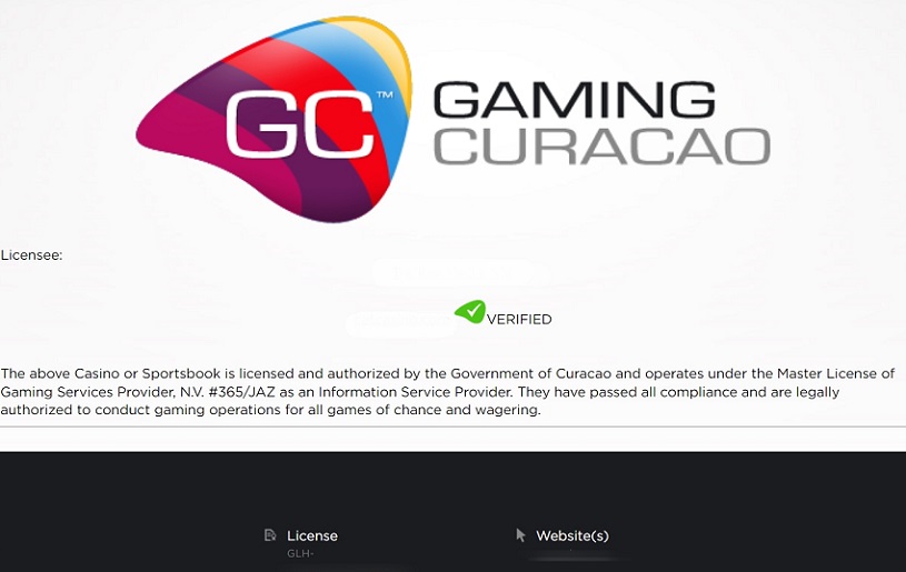 Страница лицензии Кюрасао