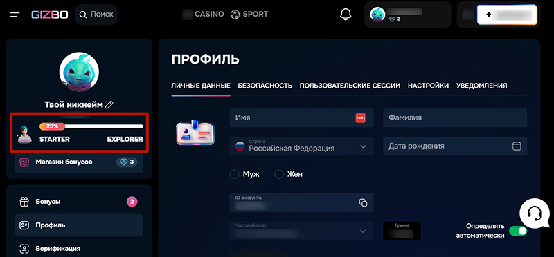 VIP уровень игрока