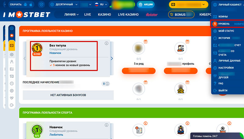 Страница программы лояльности